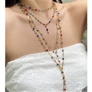 occidental style fashionins color enamel pendant necklace  Metal chain long style Rhinestone