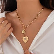 ( 3  Gold 6654)occidental styleins Metal more eyes tassel clavicle necklace woman  brief heart-shaped embed