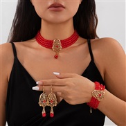 ( Gold+ red 536 K4)occidental style retro multilayer crystal chain  temperament palace drop tassel woman