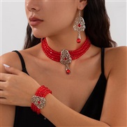 ( White K+ red 536 K4)occidental style retro multilayer crystal chain  temperament palace drop tassel woman