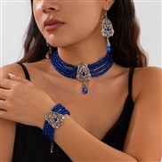 ( White K+ sapphire blue  536 K6)occidental style retro multilayer crystal chain  temperament palace drop tassel woman