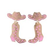 ( Pink)occidental style earrings lady Cowboy earring samll Alloy enamel Earring