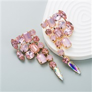 ( Pink)occidental style fashion earrings brilliant Alloy embed glass diamond earrings high trend