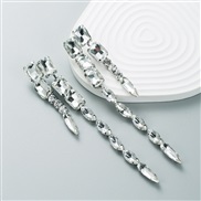 ( white)occidental style fashion personality brilliant Alloy embed glass diamond long style earrings high Earring exagg