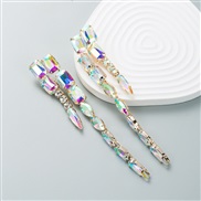 (AB color)occidental style fashion personality brilliant Alloy embed glass diamond long style earrings high Earring exa