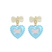 ( blue)color silver love bow woman earrings woman sweet samll new Earring