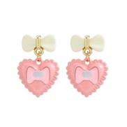 ( Pink)color silver love bow woman earrings woman sweet samll new Earring