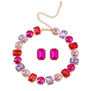 ( Color) occidental style wind color fully-jewelled Rhinestone necklace exaggerating necklace earrings set