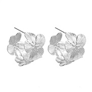 ( Silver)retro flowers geometry earrings Irregular pattern Earring brief fashion all-Purpose ear stud