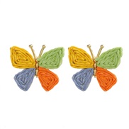 ( yellow) color handmade weave earrings small fresh butterfly ear stud Bohemia wind Earring