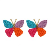 ( sky blue ) color handmade weave earrings small fresh butterfly ear stud Bohemia wind Earring