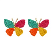 (Ligh  green) color handmade weave earrings small fresh butterfly ear stud Bohemia wind Earring