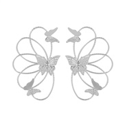 ( Silver) earrings hollow butterfly wings brief occidental style fashion earrings