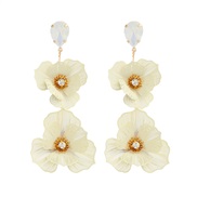 occidental style temperament multilayer hollow flowers earrings woman diamond high earrings temperament long style