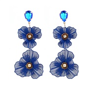 ( blue)occidental style temperament multilayer hollow flowers earrings woman diamond high earrings temperament long sty