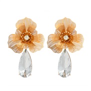 ( Gold)diamond geometry flowers hollow pendant earrings high fashion temperament Earring woman