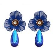 ( blue)diamond geometry flowers hollow pendant earrings high fashion temperament Earring woman