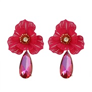 ( red)diamond geometry flowers hollow pendant earrings high fashion temperament Earring woman