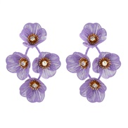 (purple)exaggerating flowers tassel earrings samll fashion temperament earring high Earring