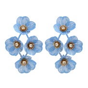 ( blue)exaggerating flowers tassel earrings samll fashion temperament earring high Earring