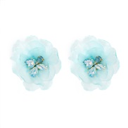 ( blue)multicolor wind flowers diamond earrings sweet woman ear stud samll sweet woman Earring