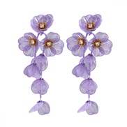 (purple) zircon flowers petal tassel ear stud small fresh sweet personality earrings samll wind Earring