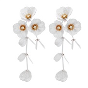 zircon flowers petal tassel ear stud small fresh sweet personality earrings samll wind Earring