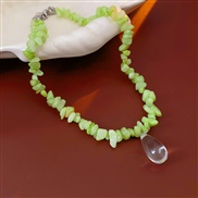 ( green necklace)retro natural Irregular resin drop necklace high samll geometry temperament woman