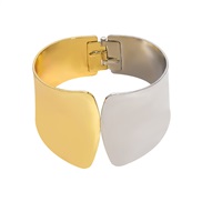 ( Gold+ White k)occidental style fashion all-Purpose width double color surface bangle  personality man woman lovers st