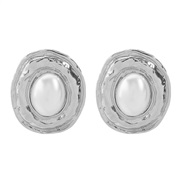 ( White k)E occidental style temperament earrings woman  brief all-Purpose Round Alloy embed Pearl fashion ear stud