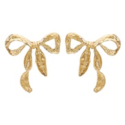 ( Gold)E fashion Metal bow earrings  retro brief temperament ear stud woman