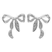 ( White k)E fashion Metal bow earrings  retro brief temperament ear stud woman