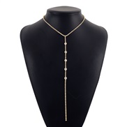 ( Gold) brief long styleY chain  samll geometry Rhinestone necklacenecklace