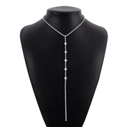 ( White K) brief long styleY chain  samll geometry Rhinestone necklacenecklace