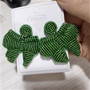 ( green)occidental style handmade weave beads bow Earring personalityins wind high bow earrings