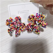 ( Color)occidental style handmade weave beads bow Earring personalityins wind high bow earrings