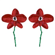 ( red) occidental style exaggerating enamel flowers earrings wind fashion sweet all-Purpose high Earring