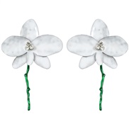 ( Set in drill white) occidental style exaggerating enamel flowers earrings wind fashion sweet all-Purpose high Earring