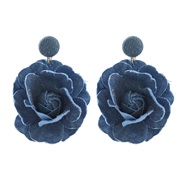 ( blue)Autumn and Winter flowers earrings occidental style exaggerating Earring woman trend Cowboy blue roseearrings