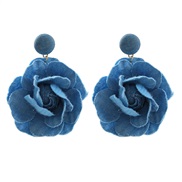 ( Malachite blue )Autumn and Winter flowers earrings occidental style exaggerating Earring woman trend Cowboy blue rose