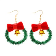 (B)occidental style christmas velvet  snowflake Five-pointed star christmas tree Alloy ear stud