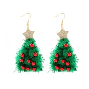 (E)occidental style christmas velvet  snowflake Five-pointed star christmas tree Alloy ear stud