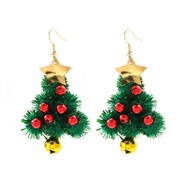 (F)occidental style christmas velvet  snowflake Five-pointed star christmas tree Alloy ear stud