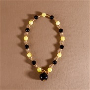 ( yellow)occidental style  temperament fashion beadsnecklace imitate Pearl short style necklace