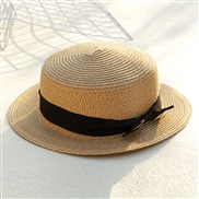 Korean style summer hat lady bow flat edge sunscreen straw hat Outdoor foldable Shade hat