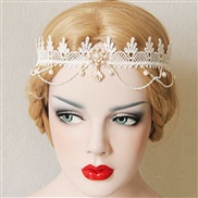 Baroque style lace wedding crown hair band amount with the amount of chain
