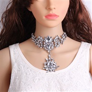 crystal gem flowers necklace  occidental style exaggerating fashion fashion woman