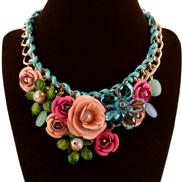 VDI occidental style fashion fashion exaggerating necklace  handmade braid flowers necklace woman