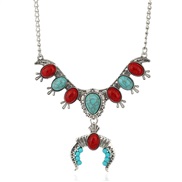 occidental style ethnic style turquoise pendantU necklace  fine