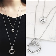 Korean style fashion  sweet concise circle Double layer temperament long necklace  sweater chain